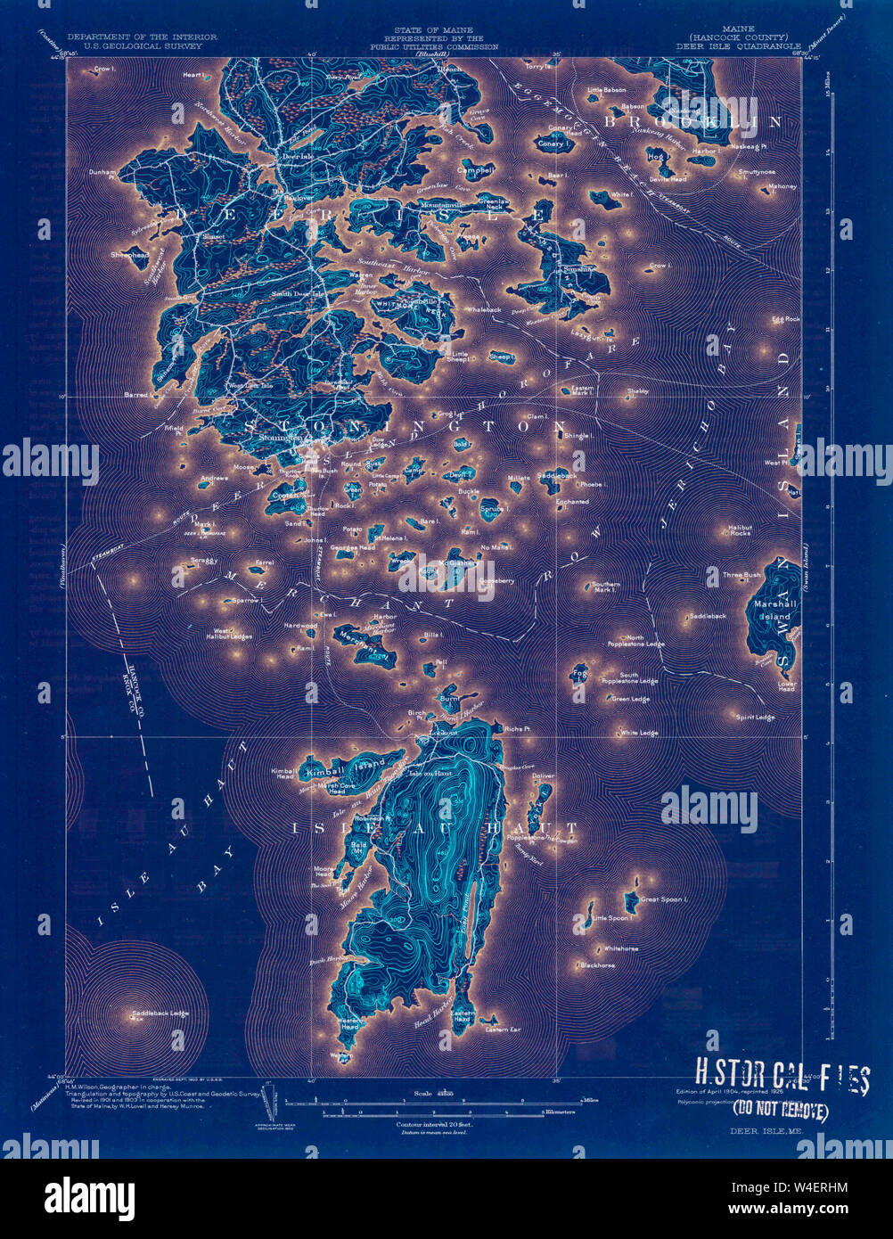 Maine USGS Historical Map Deer Isle 807465 1904 62500 Inversion Restoration Stock Photo Alamy