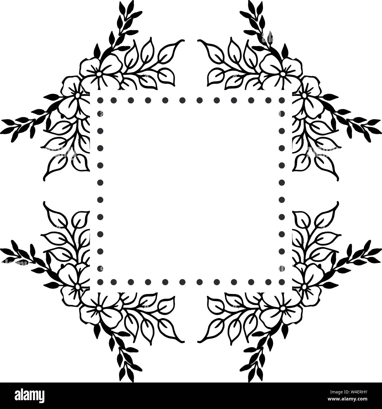 Decoration greeting card, black and white flower color. Vector