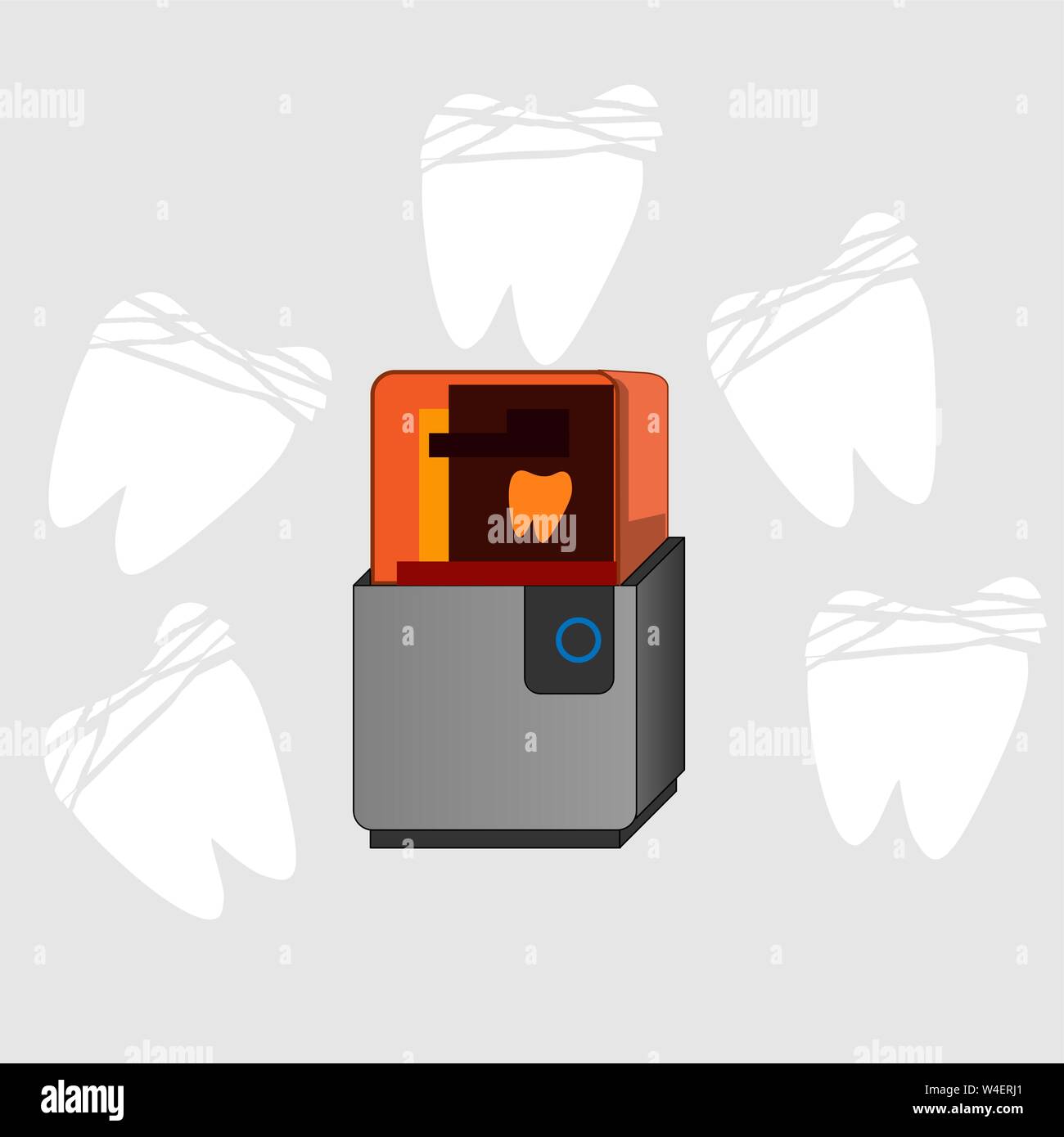 Dental 3d printer in modern style. Dentistry vector icon. Graphic element Stock Vector