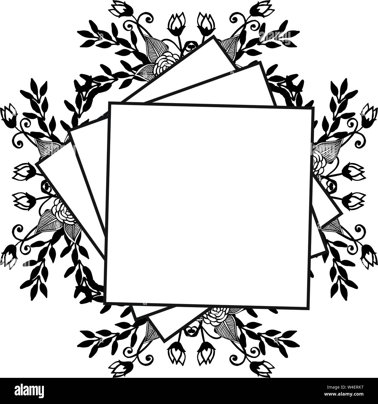 Decoration greeting card, black and white flower color. Vector ...