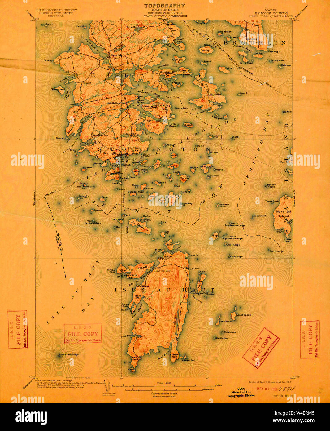Maine USGS Historical Map Deer Isle 807466 1904 62500 Restoration Stock