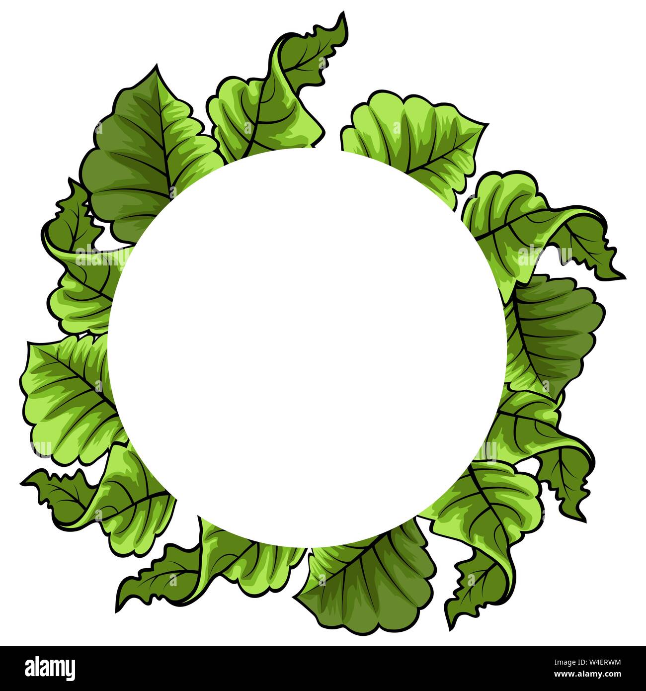 Abstract frame with leaves for print design. Vector floral background Stock Vector