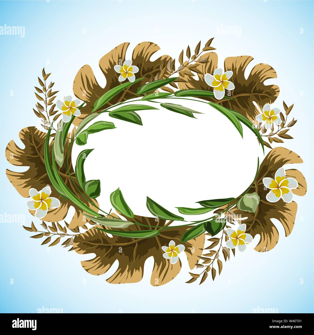 Abstract frame with leaves for print design. Vector floral background Stock Vector