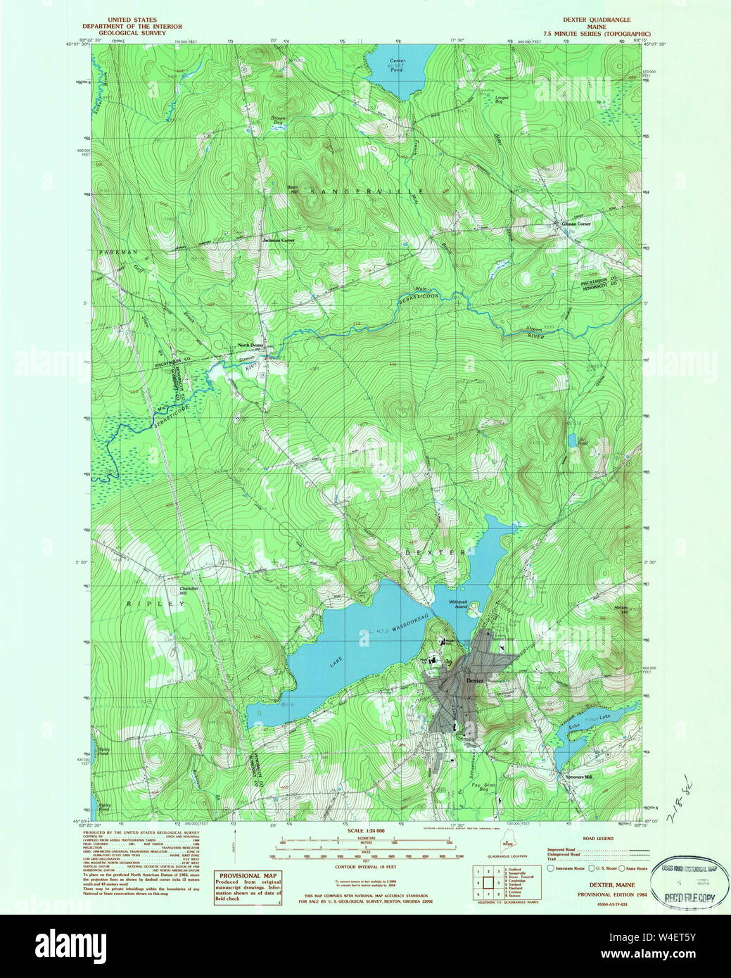 Maine USGS Historical Map Dexter 806641 1984 24000 Restoration Stock