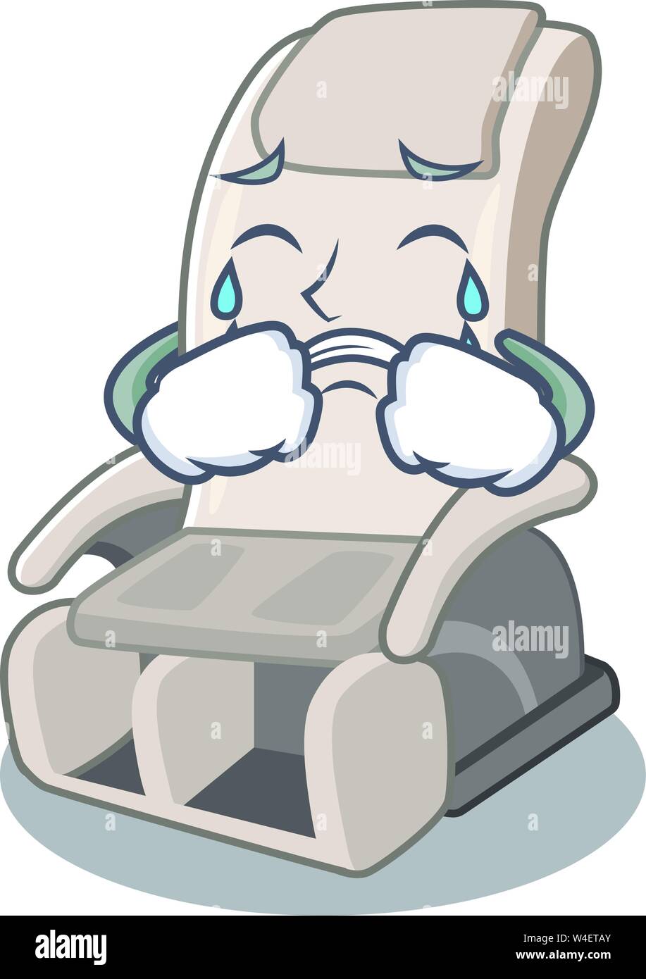 Crying Massage Chair The Middle Room Cartoon Vector Illustration
