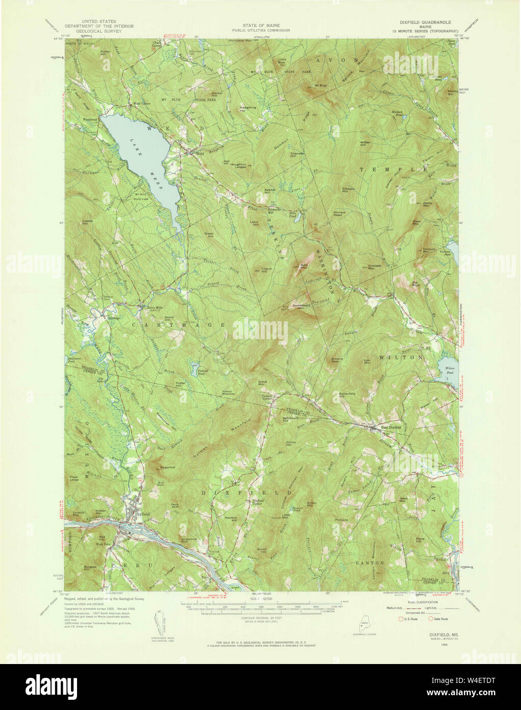 Maine USGS Historical Map Dixfield 306540 1956 62500 Restoration Stock Photo Alamy