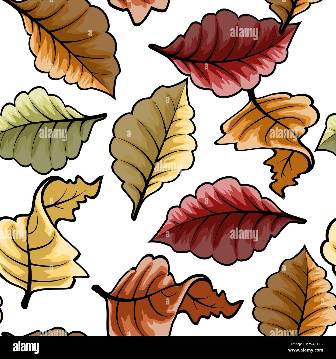 Modern pattern with colorful autumn leaves seamless. Vector graphic seamless pattern Stock Vector