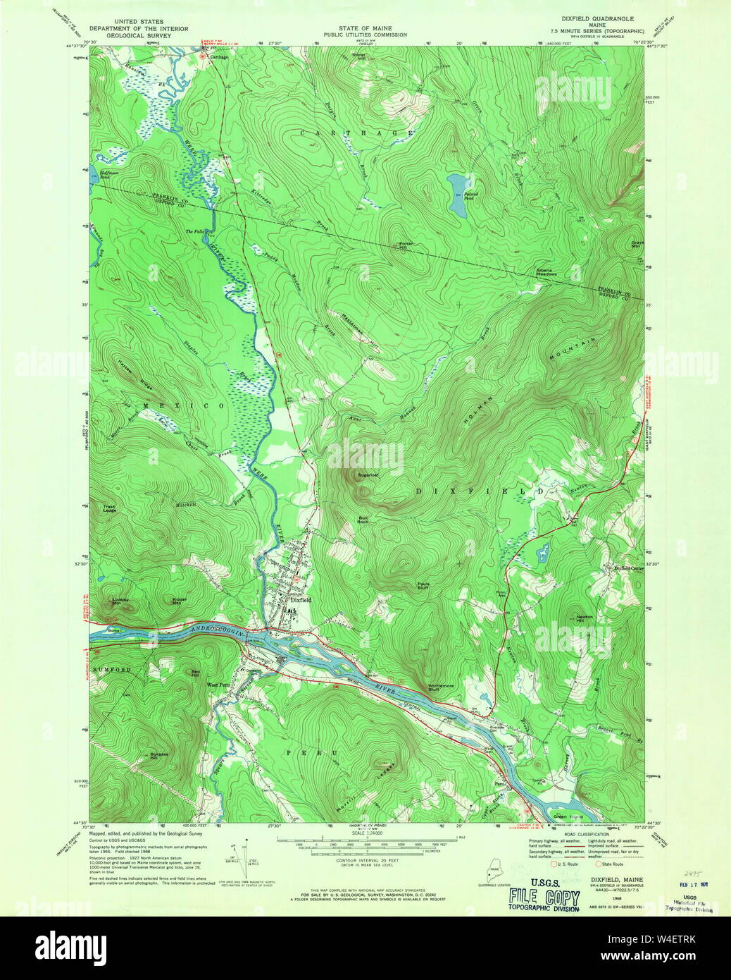 Maine USGS Historical Map Dixfield 806643 1968 24000 Restoration Stock