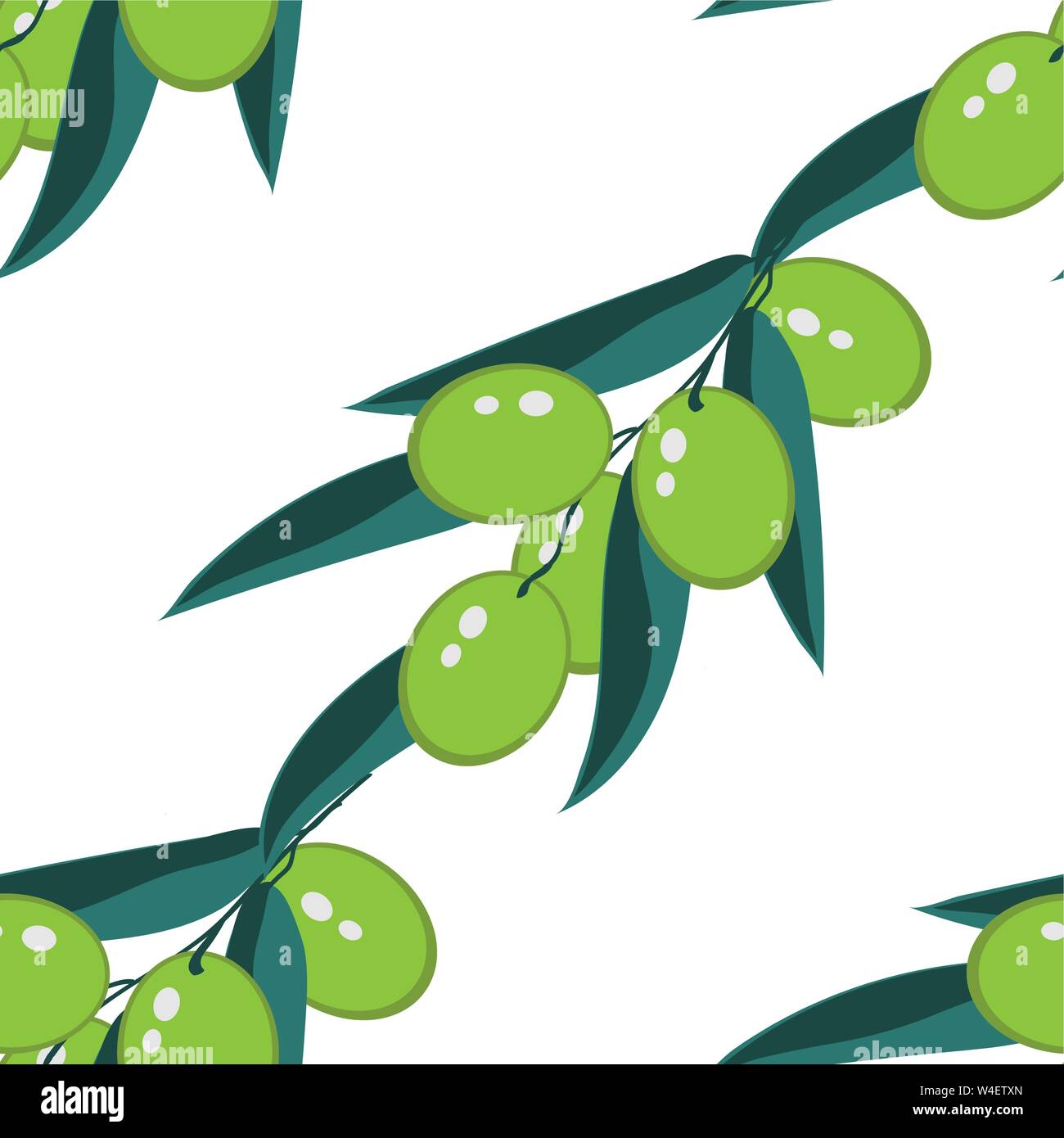 Illustration with branch green olives seamless on white background ...