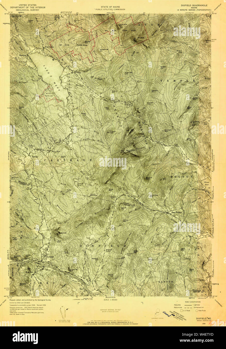 Maine USGS Historical Map Dixfield 806644 1956 48000 Restoration Stock