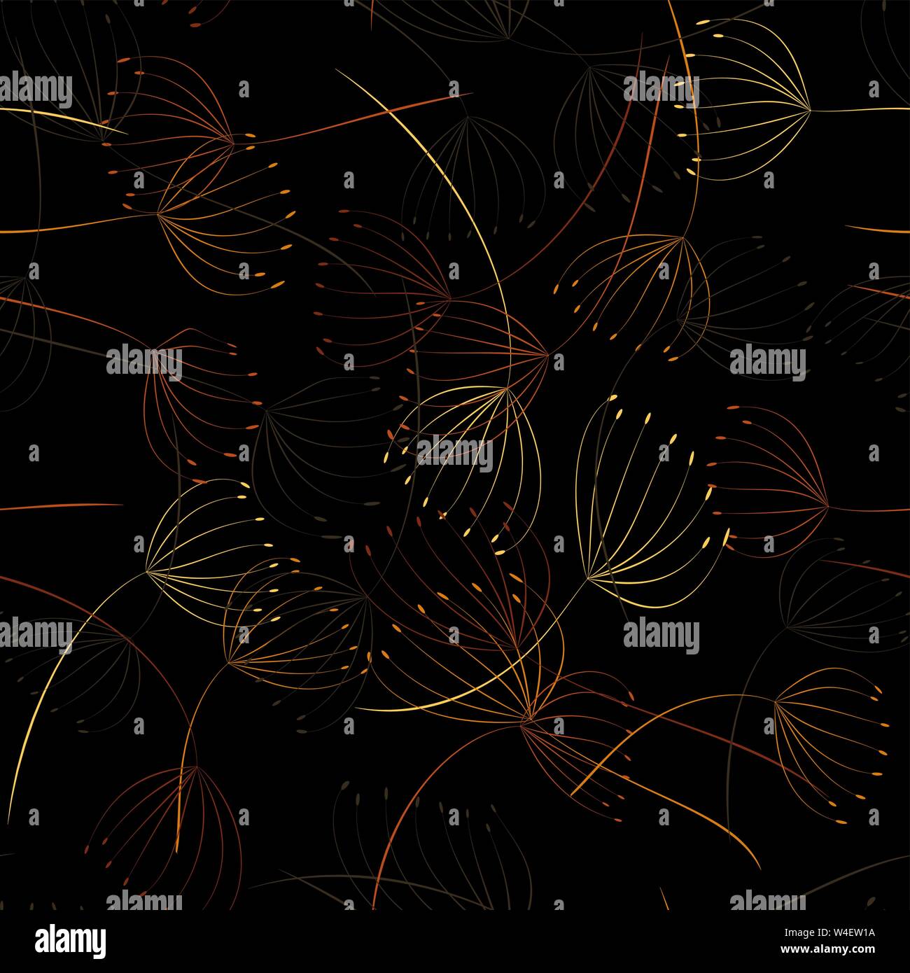 Seamless pattern. Flying of dandelion seeds. Stylish repeating texture. Vector Stock Vector