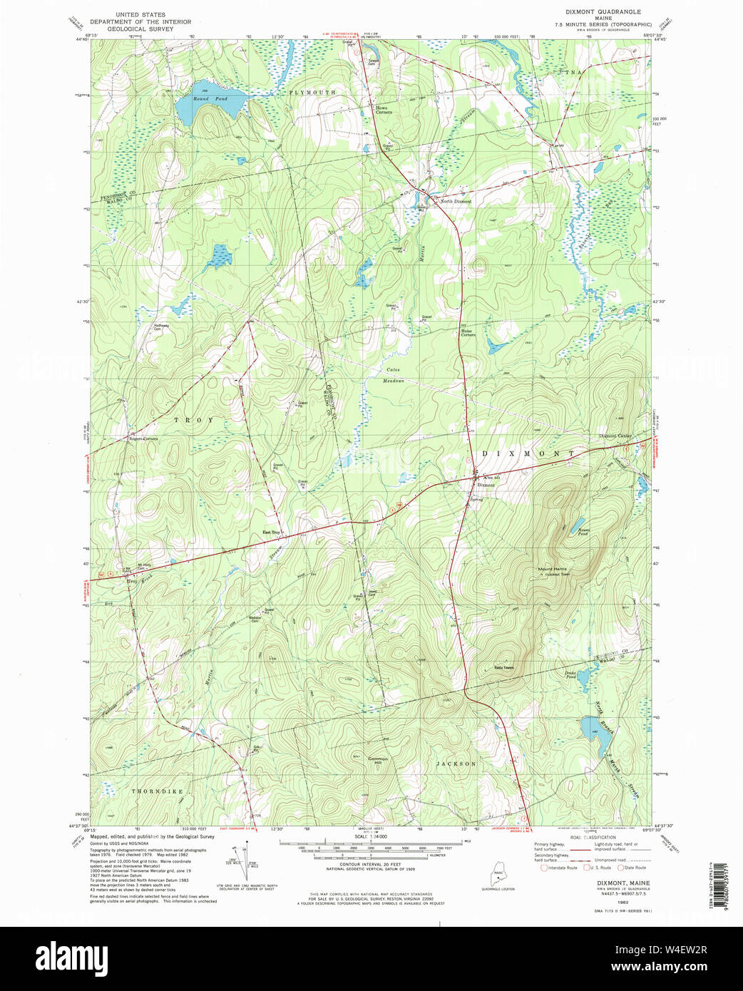Maine USGS Historical Map Dixmont 105079 1982 24000 Restoration Stock Photo - Alamy Maine USGS Historical Map Dixmont 105079 1982 24000 Restoration Stock Photo - Alamy
