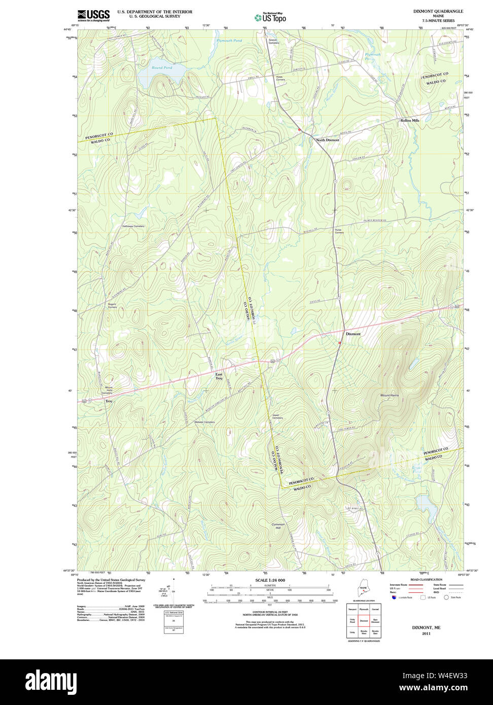Maine USGS Historical Map Dixmont 20110906 TM Restoration Stock Photo