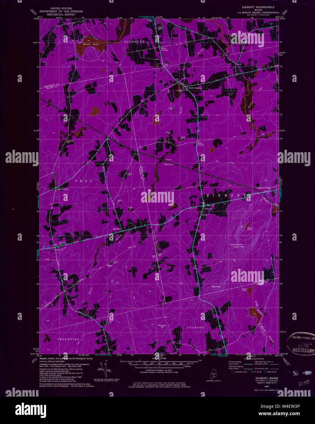 Maine USGS Historical Map Dixmont 806645 1982 24000 Inversion
