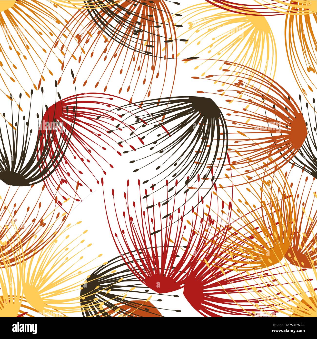 Seamless pattern. Flying of dandelion seeds. Stylish repeating texture. Vector Stock Vector