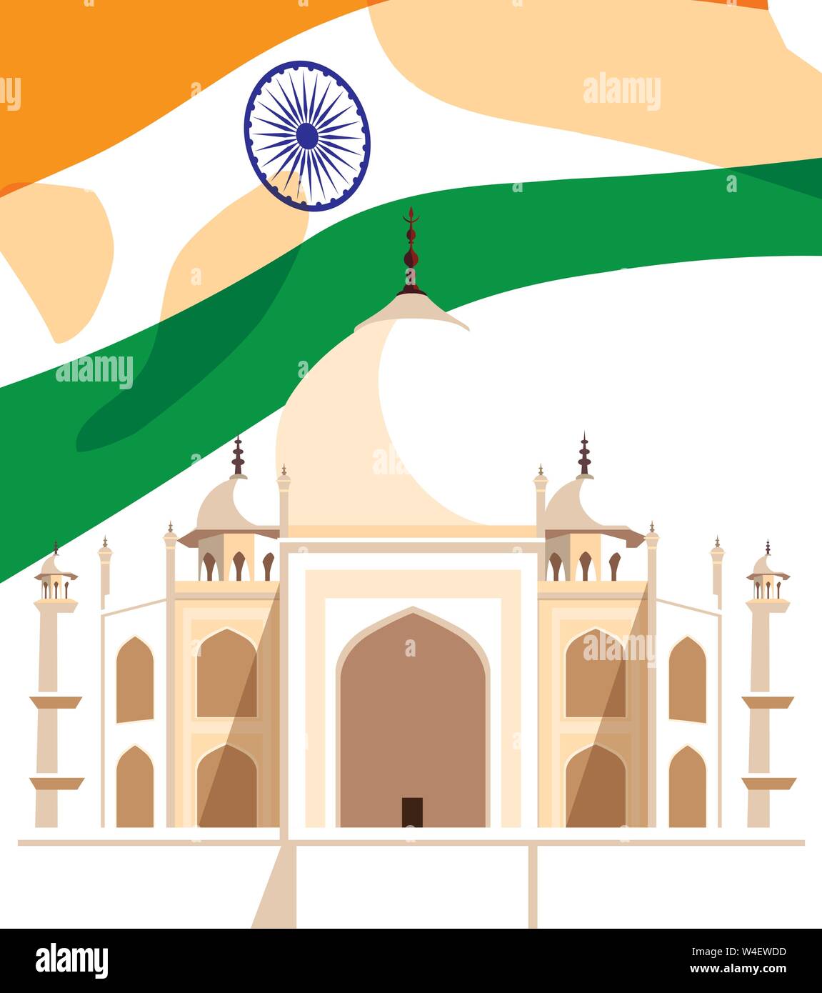 india independence day landmark monument flag vector illustration Stock ...