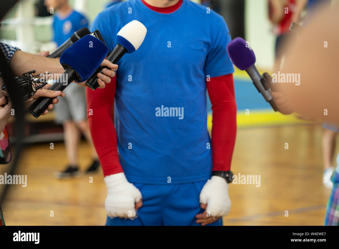 Interview of a boxing champion Stock Photo
