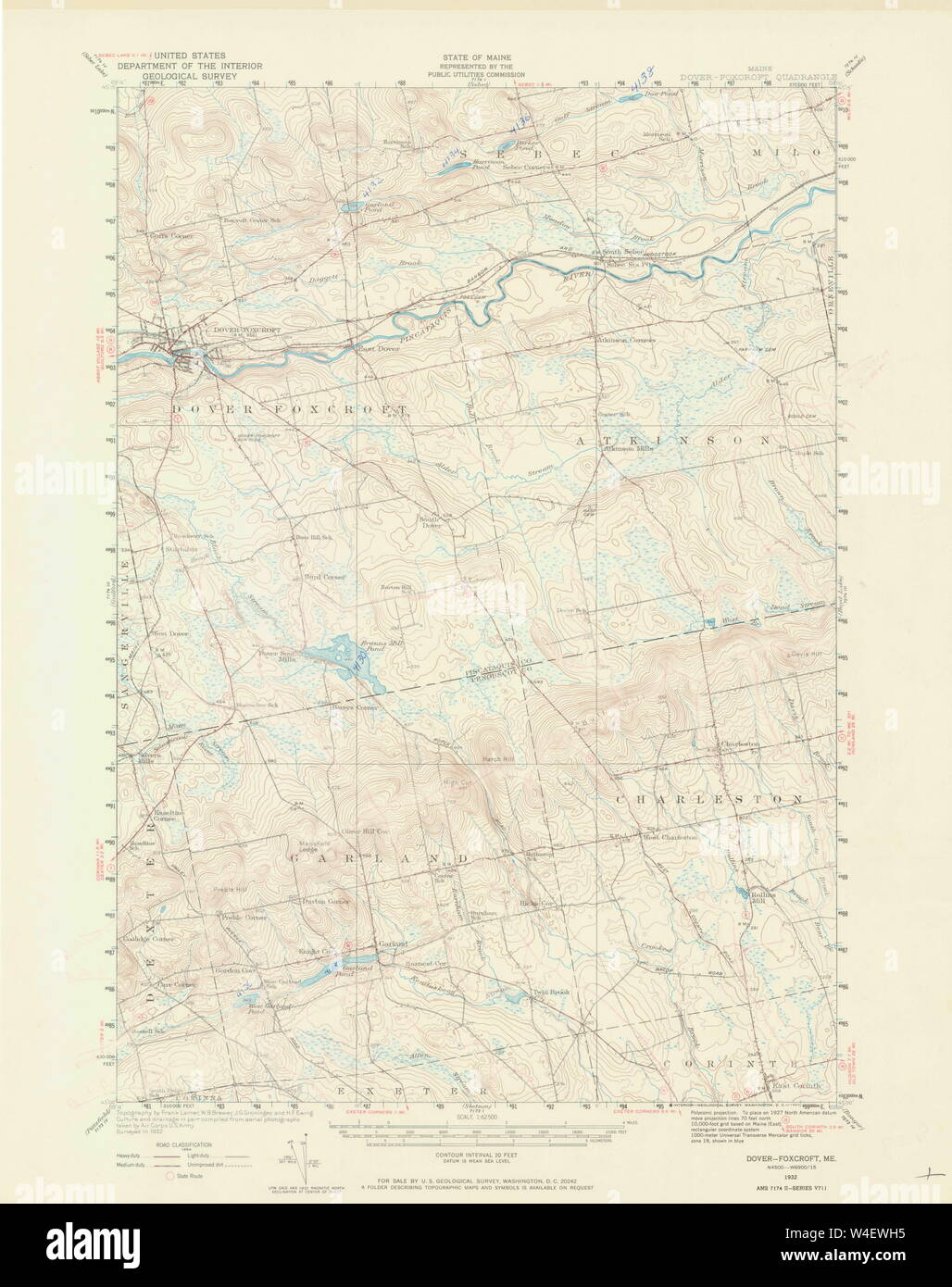 Maine USGS Historical Map DoverFoxcroft 306547 1932 62500 Restoration