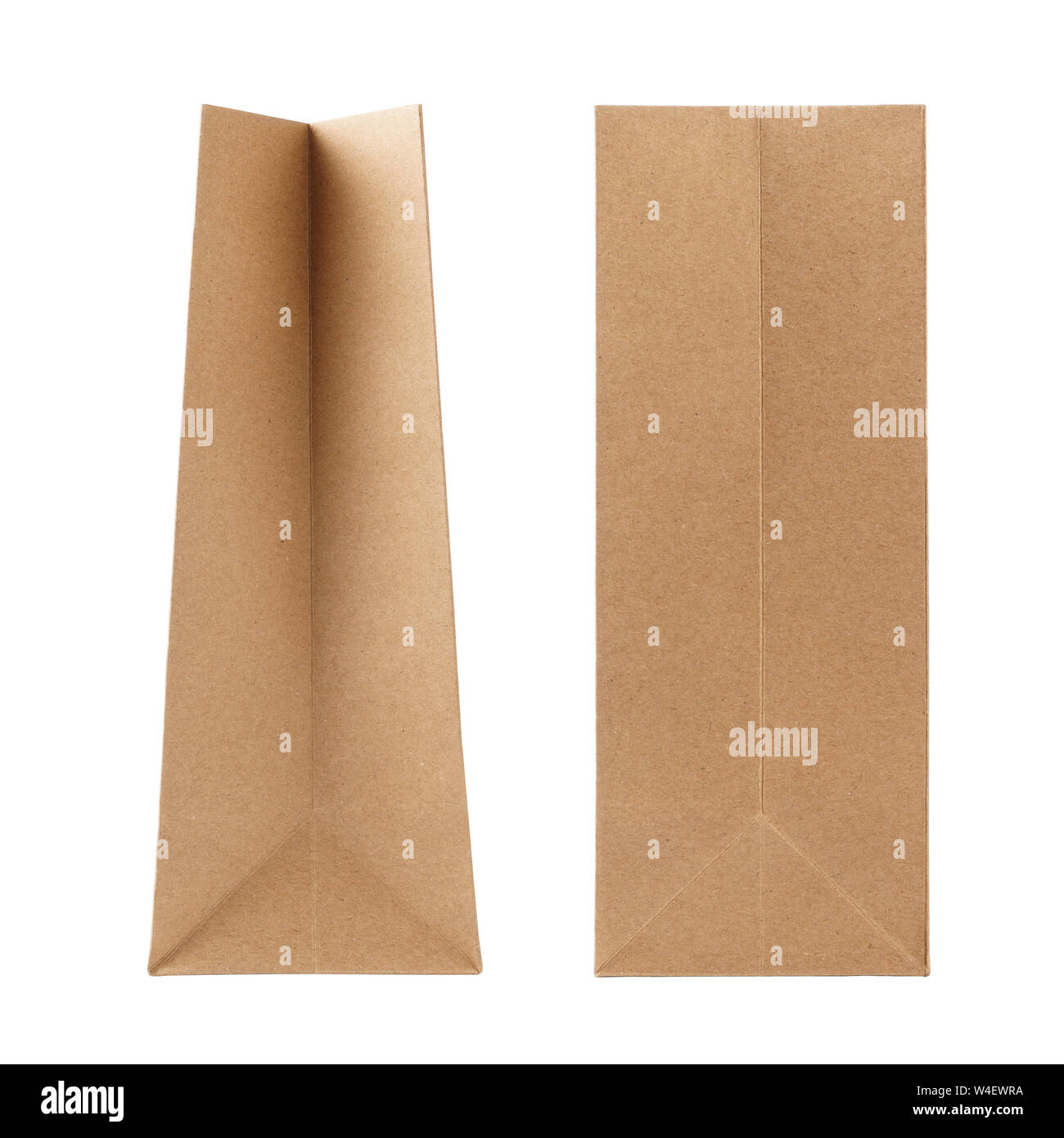 Kraft paper bags isolated on white background. Recyclable ecofriendly