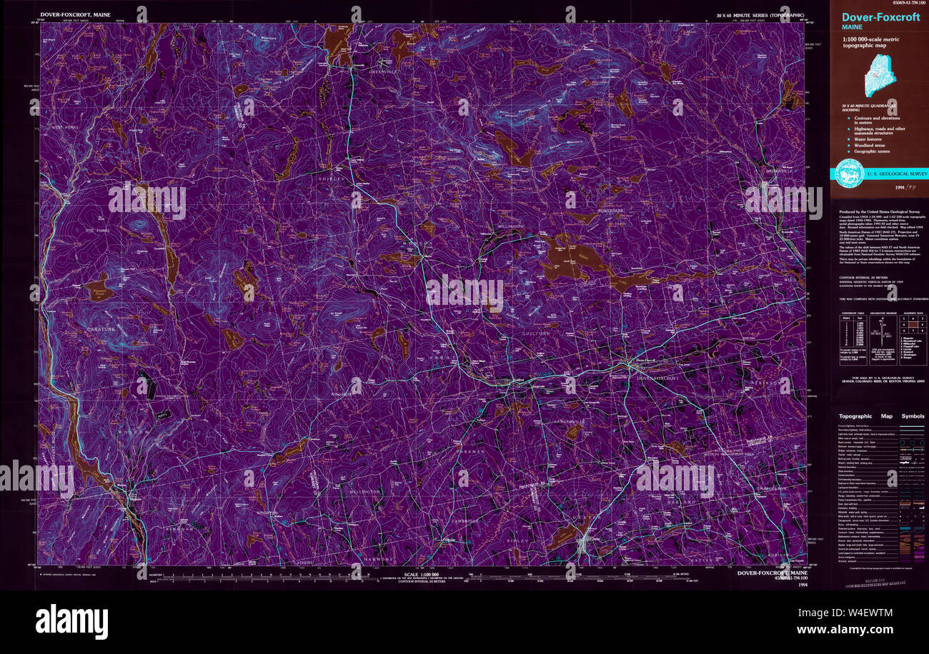 Maine USGS Historical Map DoverFoxcroft 807884 1994 100000 Inversion