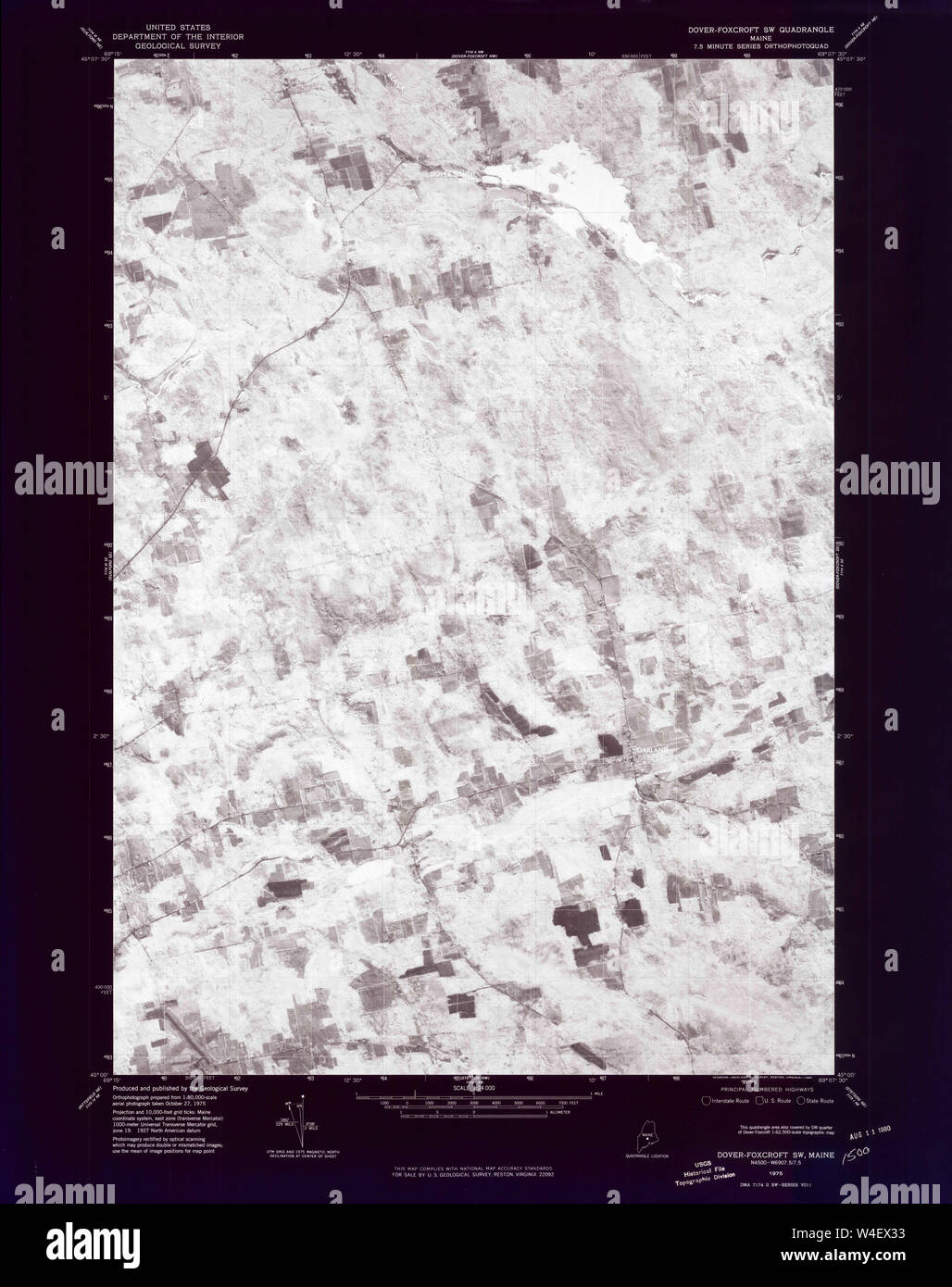 Maine USGS Historical Map DoverFoxcroft SW 806654 1975 24000 Inversion