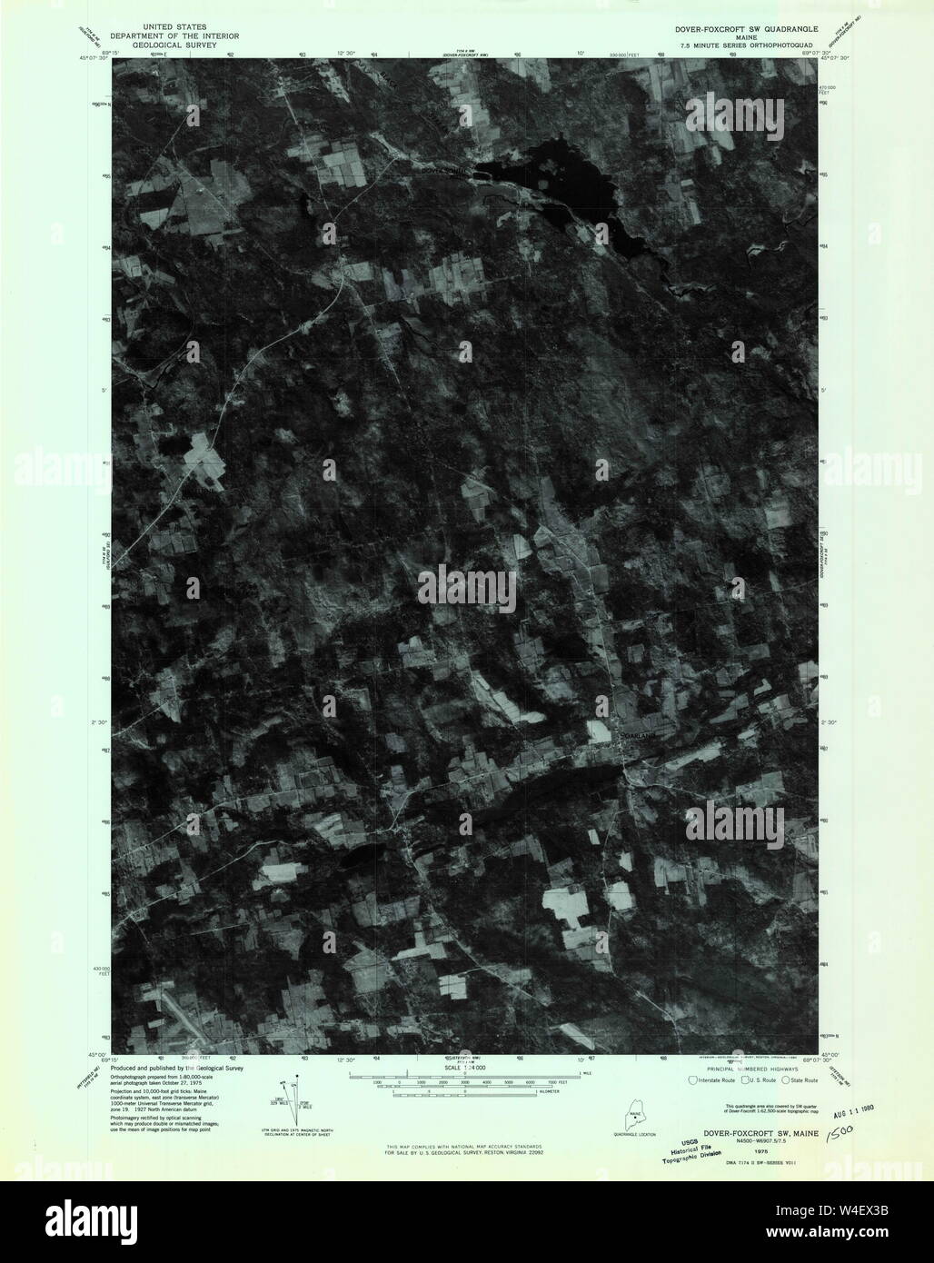 Maine USGS Historical Map DoverFoxcroft SW 806654 1975 24000