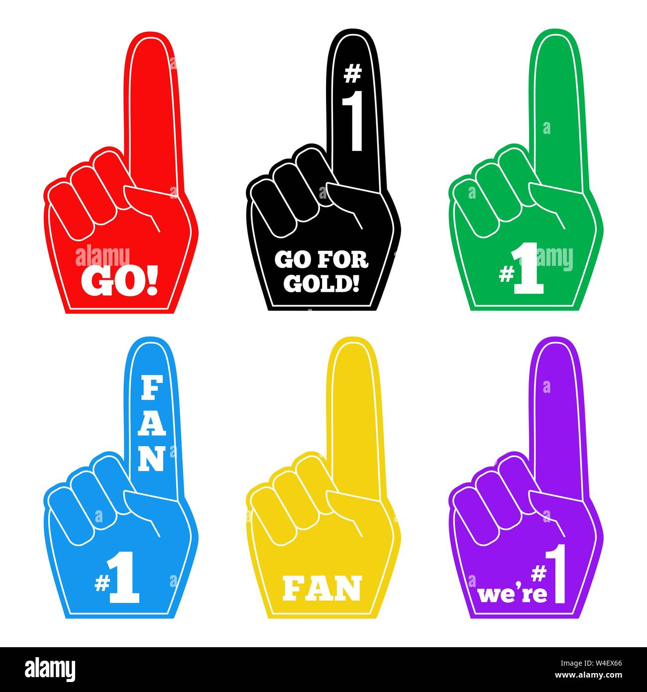 Foam finger fan hand glove . We are number 1. Vector Stock Vector