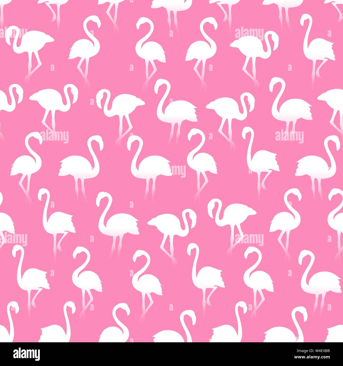 White flamingo silhouettes seamless pattern on Pink background Stock ...