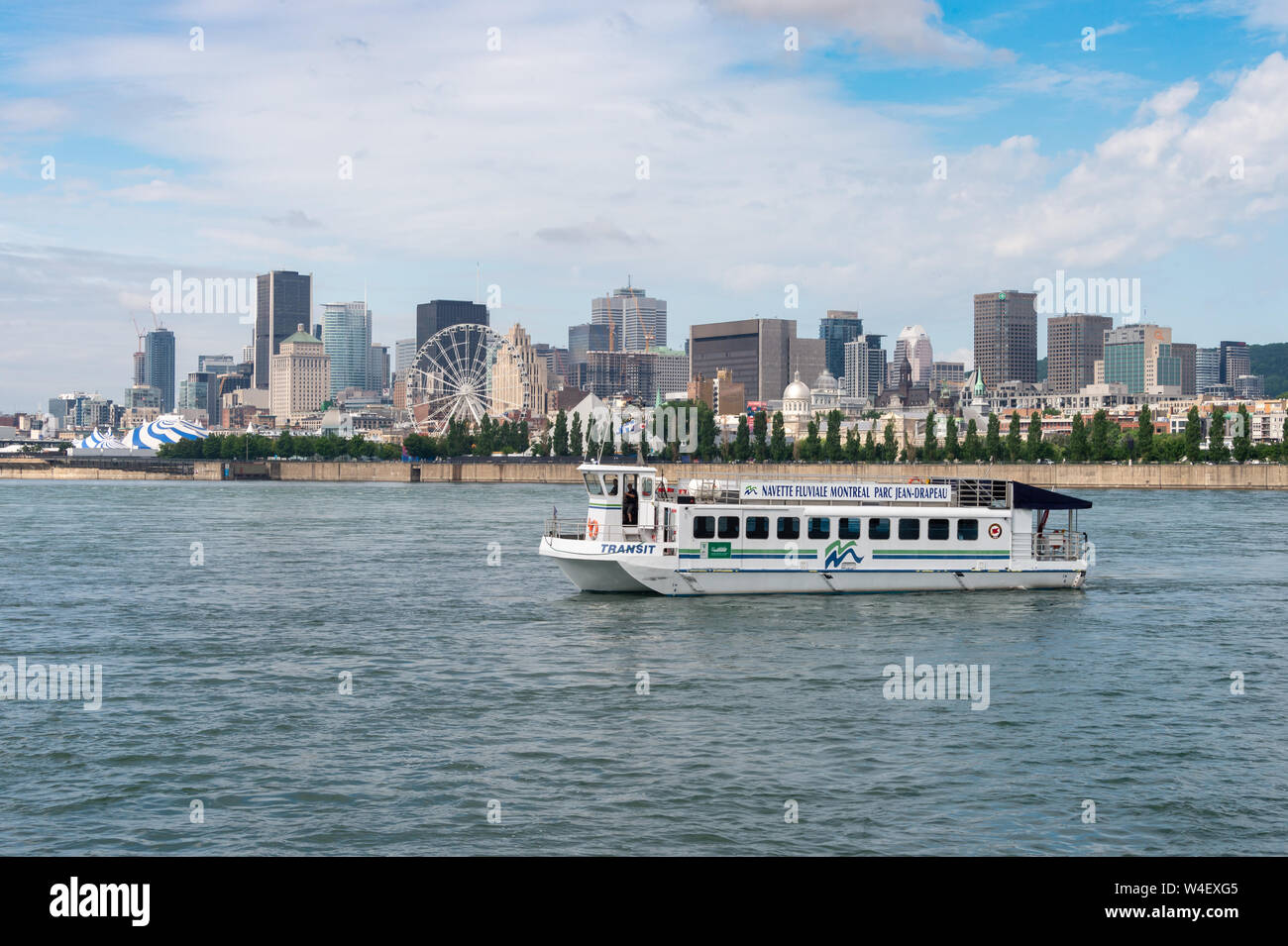 MONTREAL, CA - 21 July 2019. River shuttle service from Montreal to Parc Jean Drapeau Stock Photo