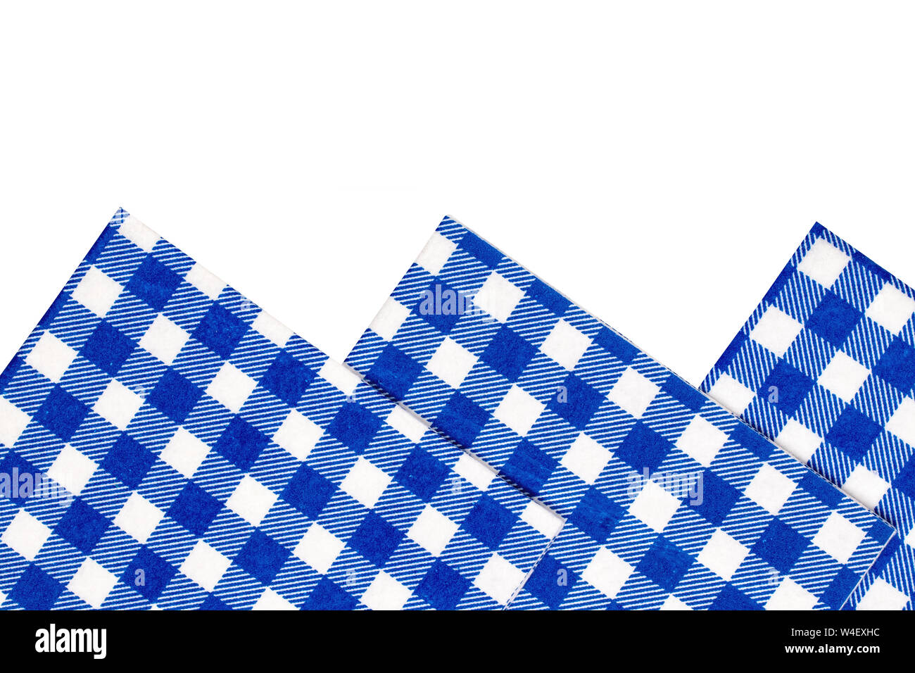 Closeup Of A Set Of Blue And White Checkered Kitchen Cloth Or