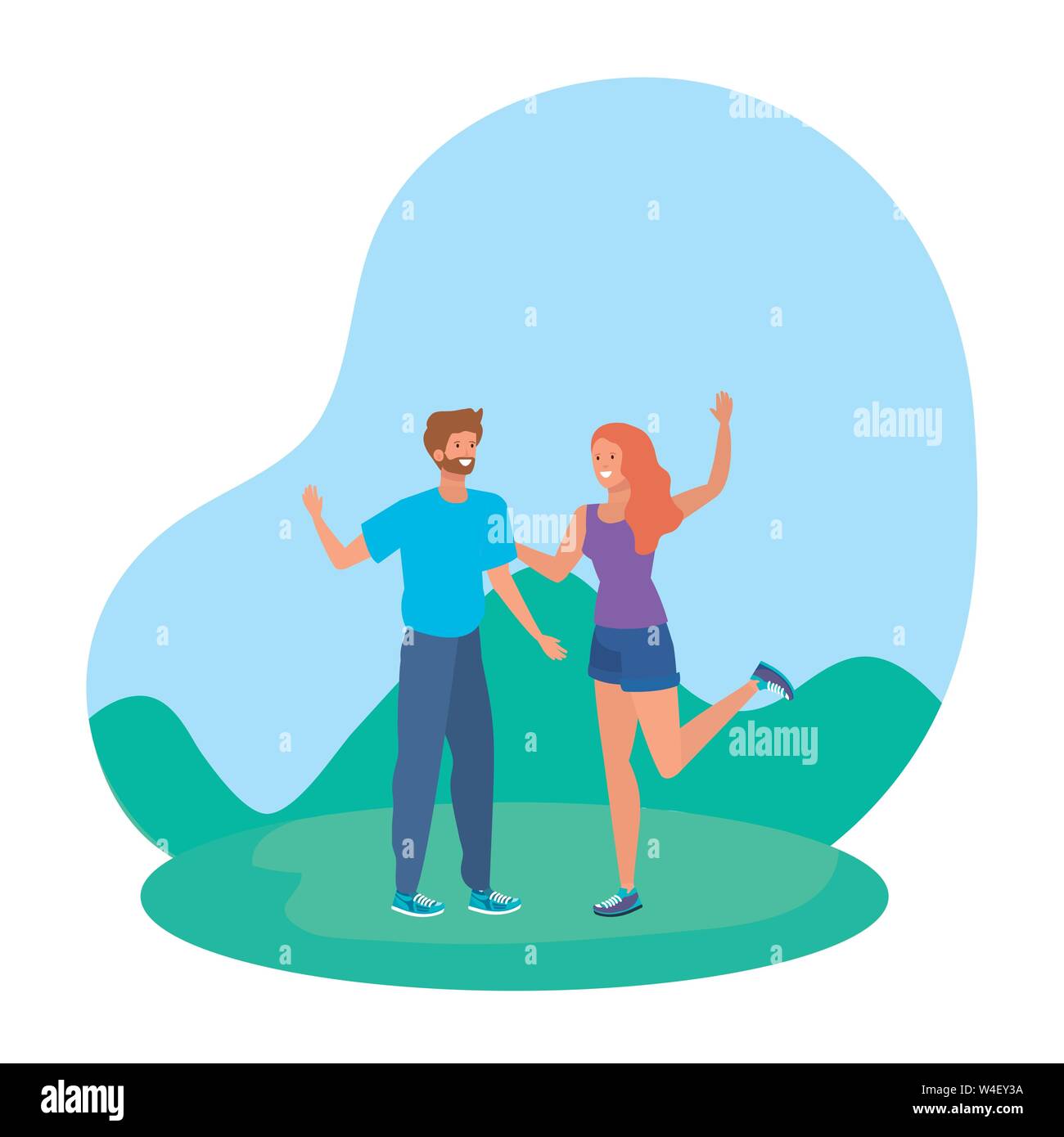 young lovers couple celebrating in the park Stock Vector Image & Art ...