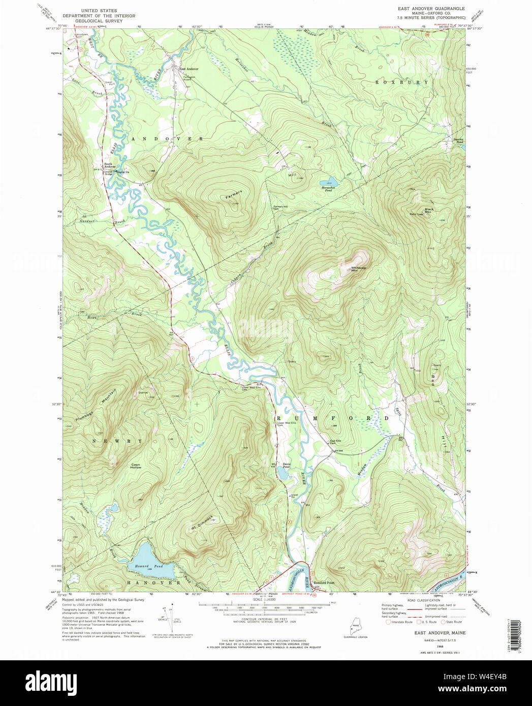 Maine USGS Historical Map East Andover 105086 1968 24000 Restoration Stock Photo Alamy