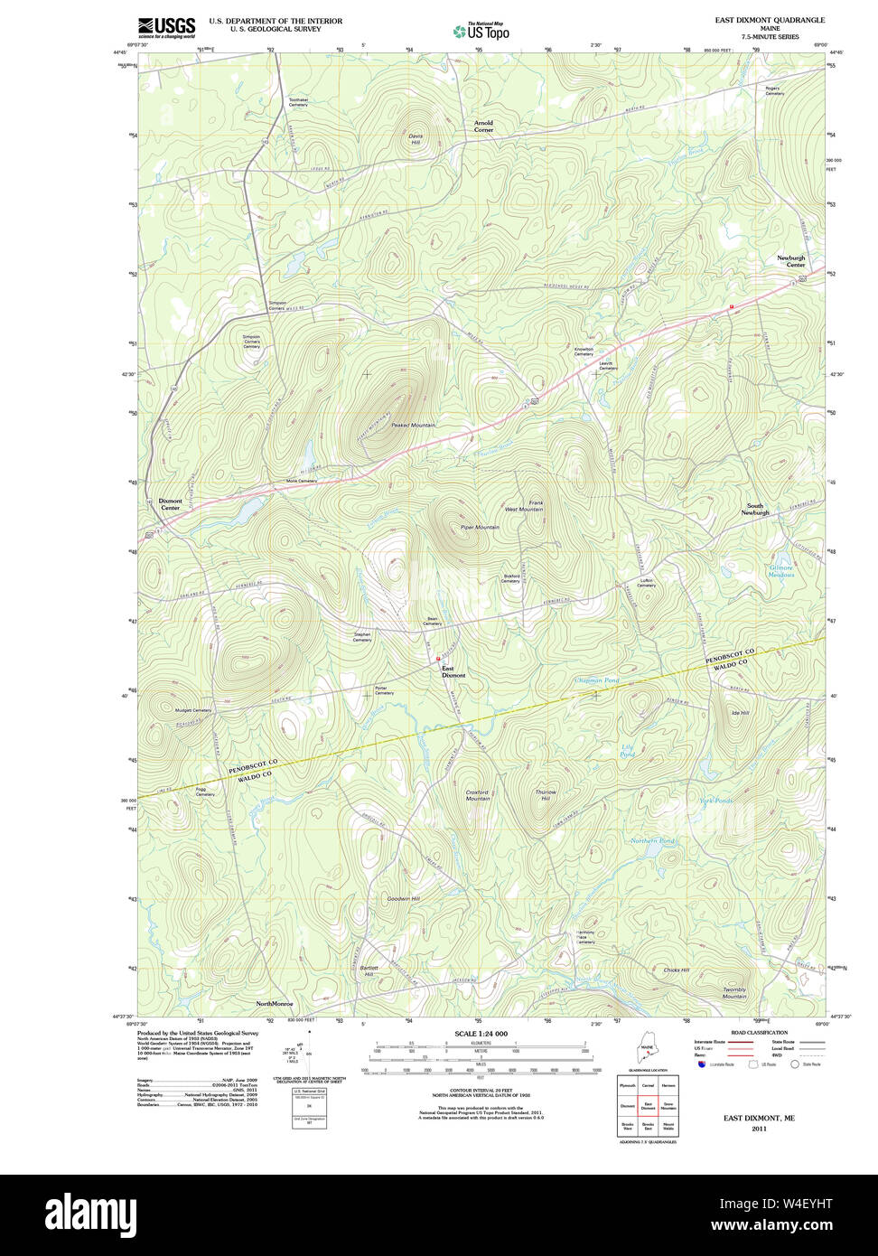 Maine Usgs Historical Map East Dixmont 20110906 Tm Restoration Stock