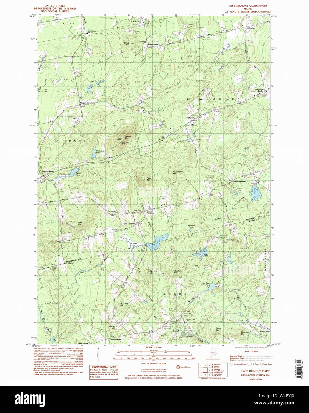 Maine USGS Historical Map East Dixmont 105090 1982 24000 Restoration