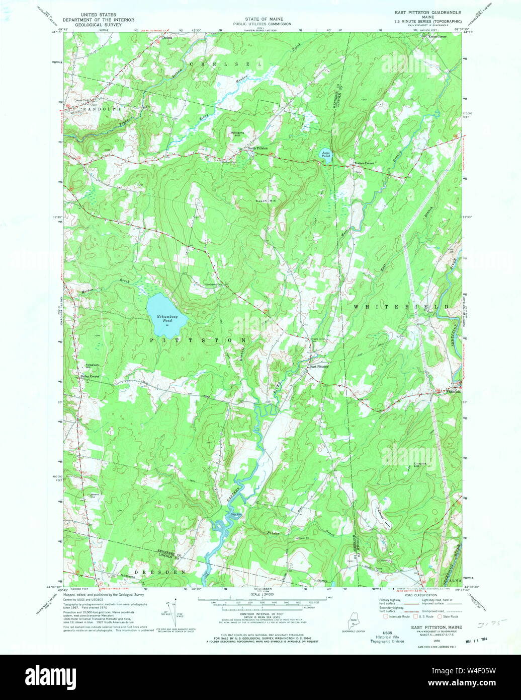 Maine USGS Historical Map East Pittston 806673 1970 24000 Restoration