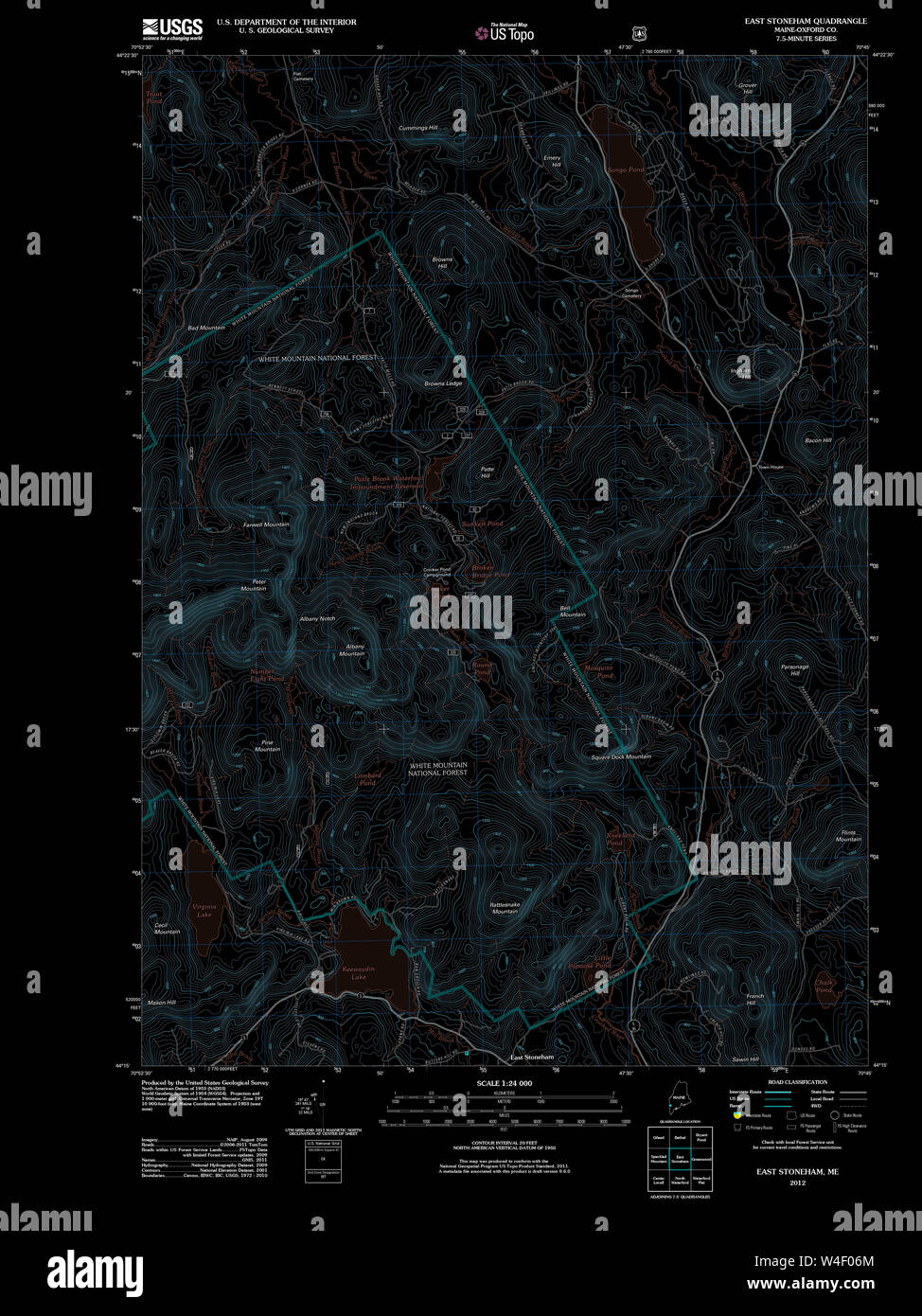 Maine USGS Historical Map East Stoneham 20120118 TM Inversion Restoration Stock Photo Alamy