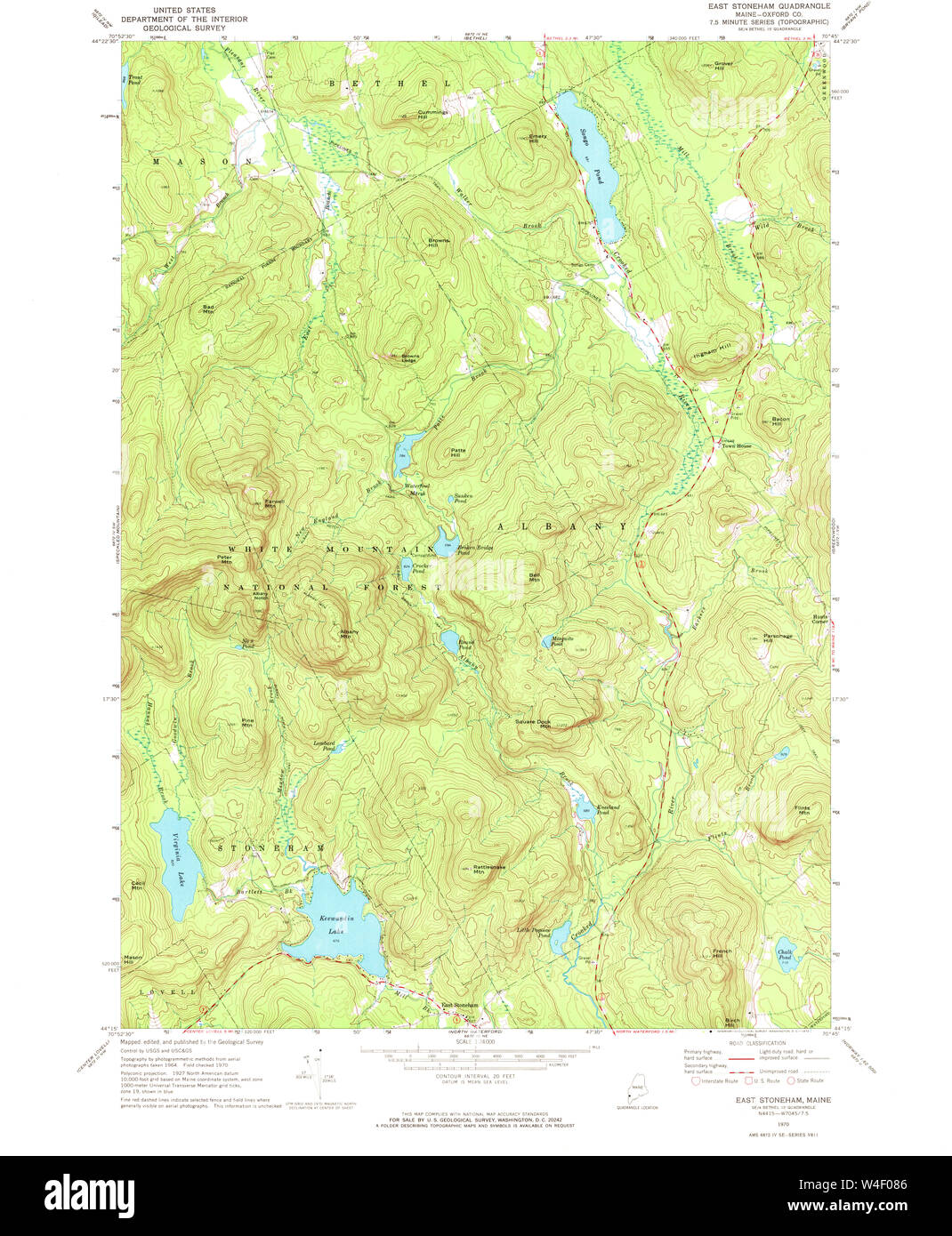 Maine USGS Historical Map East Stoneham 460374 1970 24000 Restoration Stock Photo