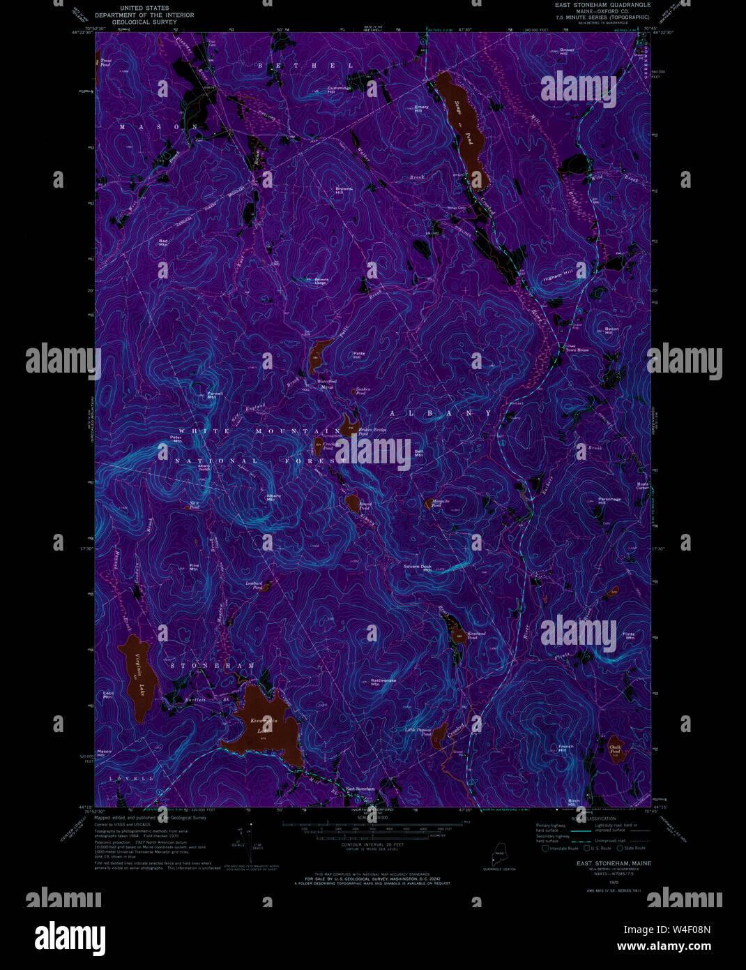 Maine USGS Historical Map East Stoneham 460374 1970 24000 Inversion Restoration Stock Photo Alamy