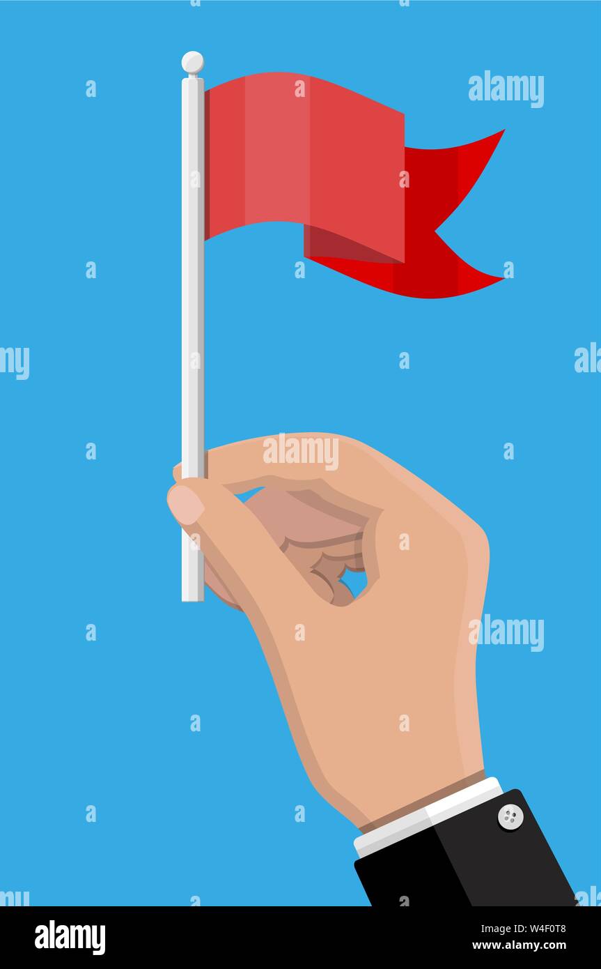 Red flag on metal flagpole in hand Stock Vector Image & Art Alamy