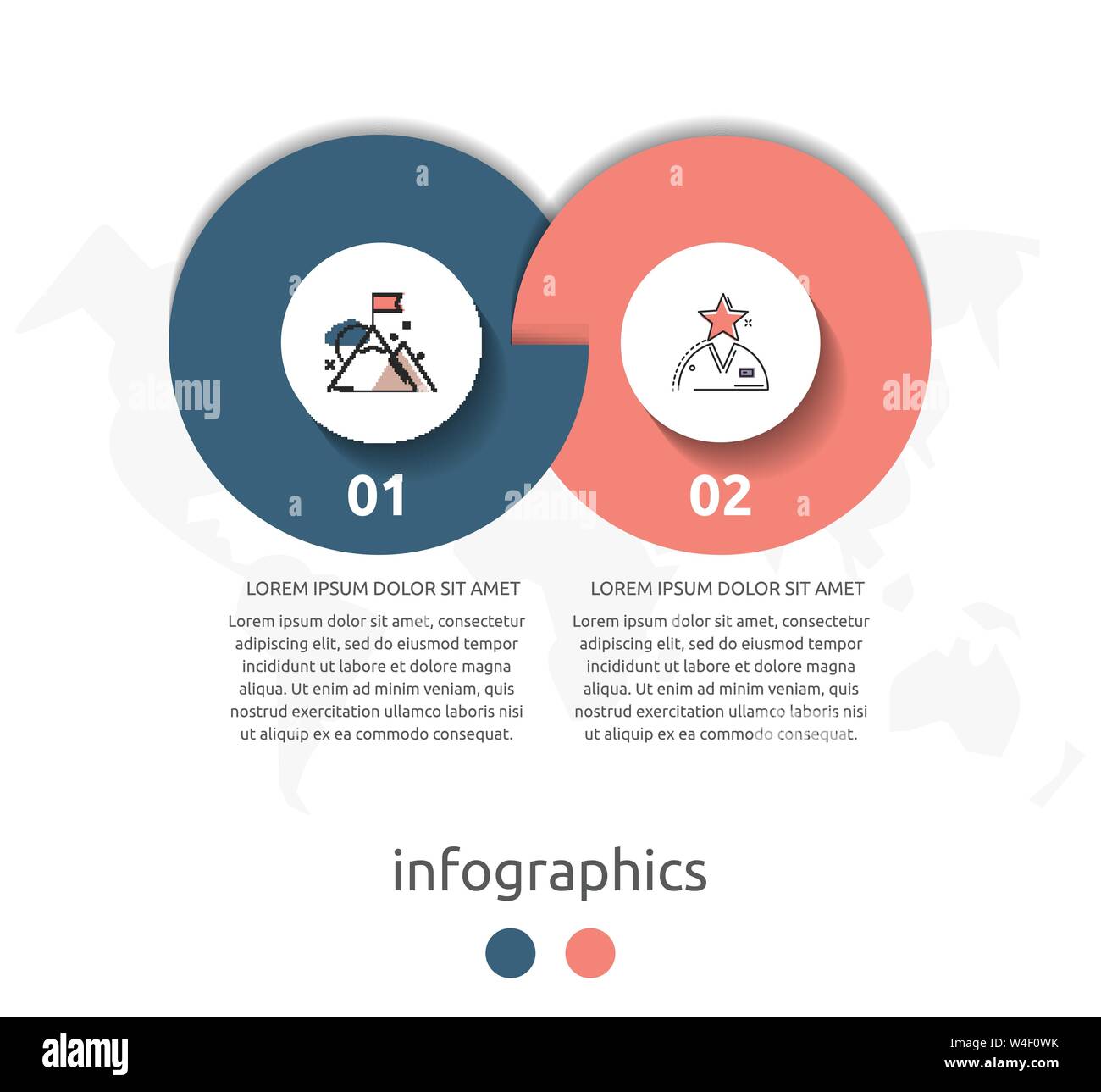 Modern flat vector illustration. Circular infographic template with two ...