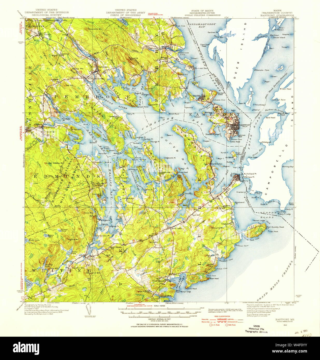 Maine USGS Historical Map Eastport 460378 1943 62500 Restoration Stock