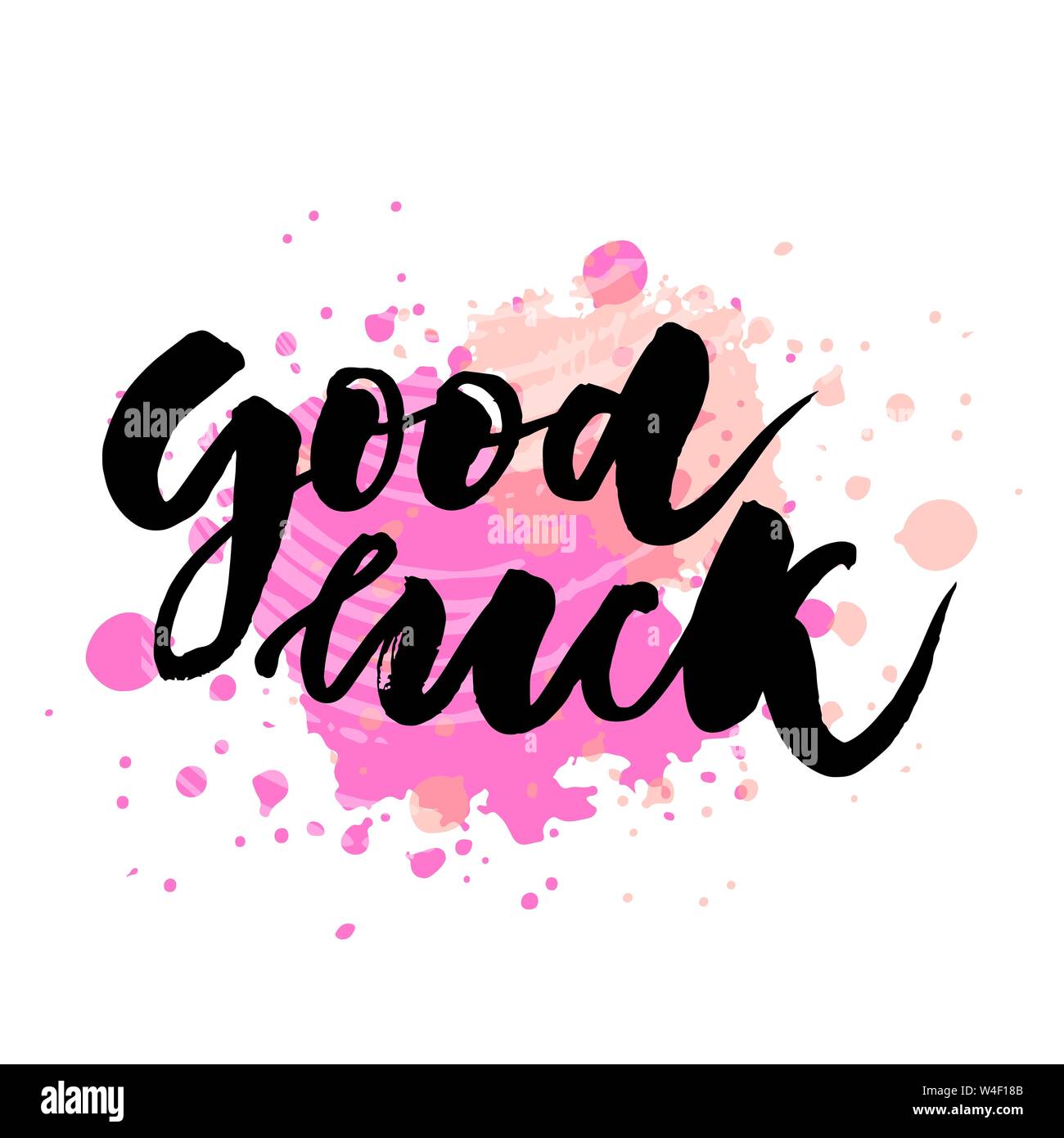 Lettering with phrase Good luck. Vector illustration. watercolor lettering calligraphy brush Stock Vector