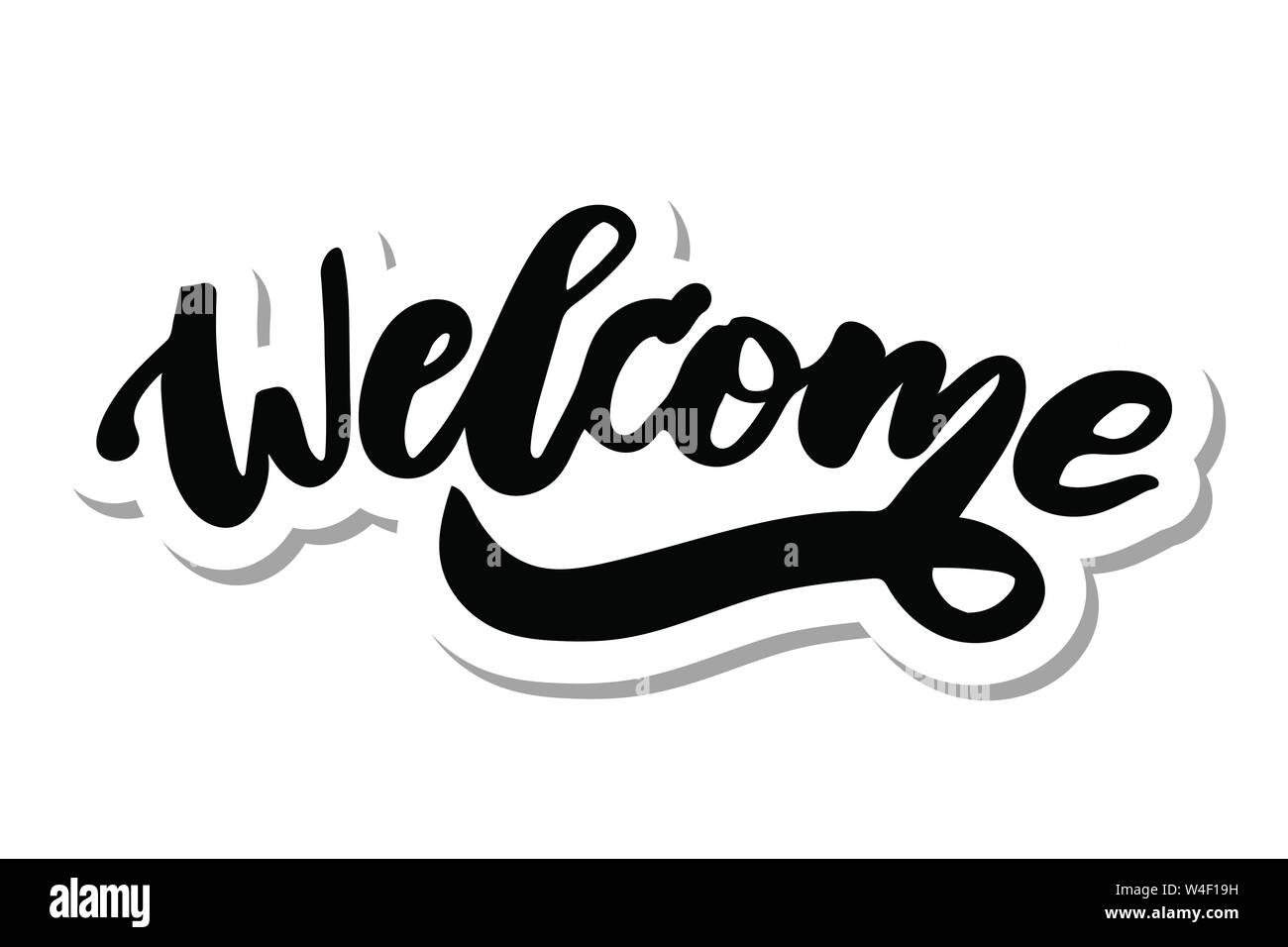 Welcome text lettering calligraphy phrase black white Stock Vector ...