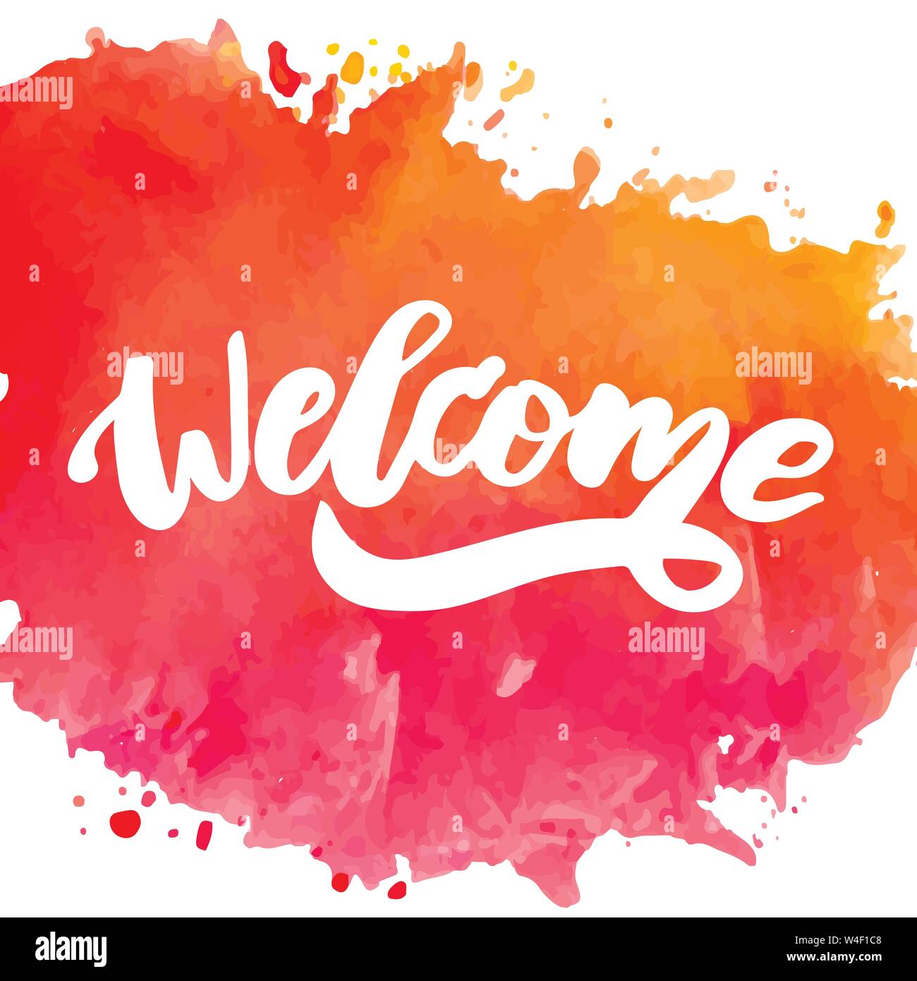 Lettering with phrase Welcome. Vector illustration. watercolor lettering calligraphy brush Stock Vector