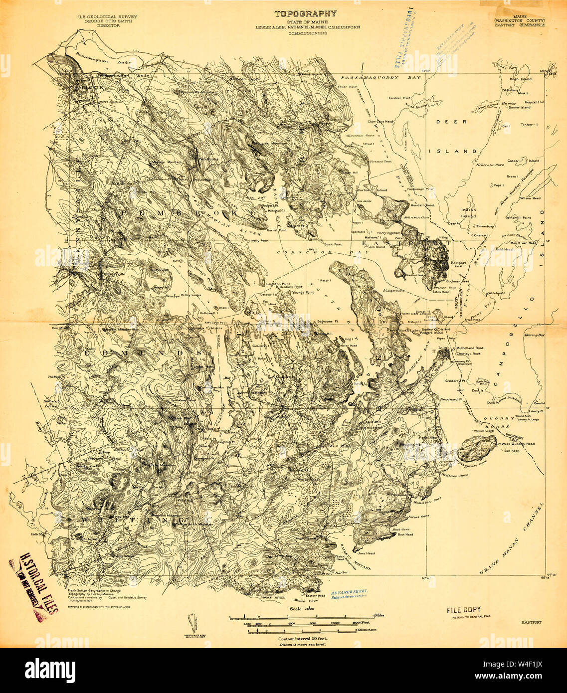 Maine USGS Historical Map Eastport 807484 1907 48000 Restoration Stock