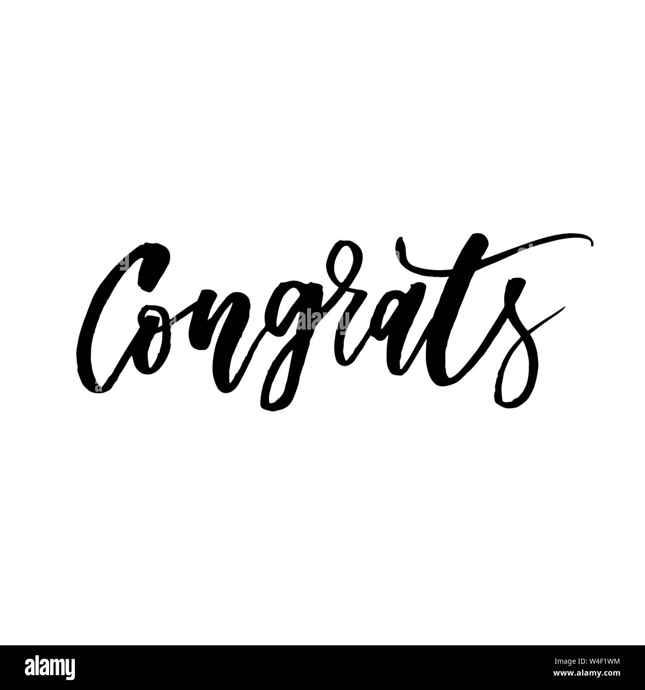 Congrats Vector Phrase Lettering Calligraphy Brush Black Text Stock Vector