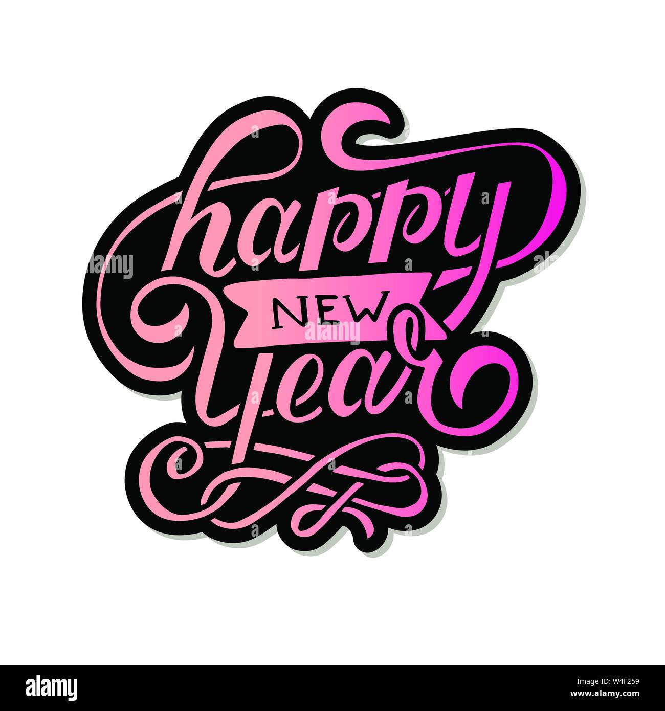 Happy New Year Vector Gradient Phrase Lettering Calligraphy ...