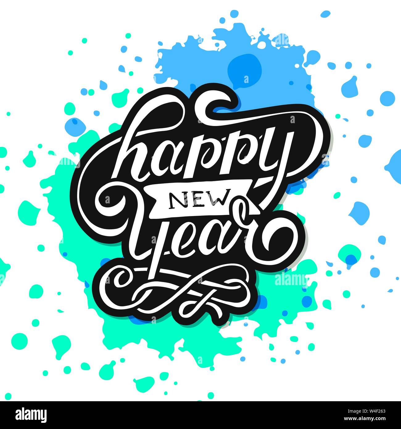 Happy New Year Vector Gradient Phrase Lettering Calligraphy ...