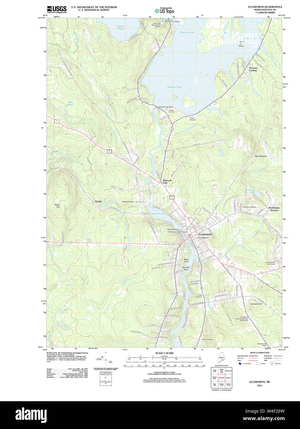 Maine USGS Historical Map Ellsworth 20110909 TM Restoration Stock Photo