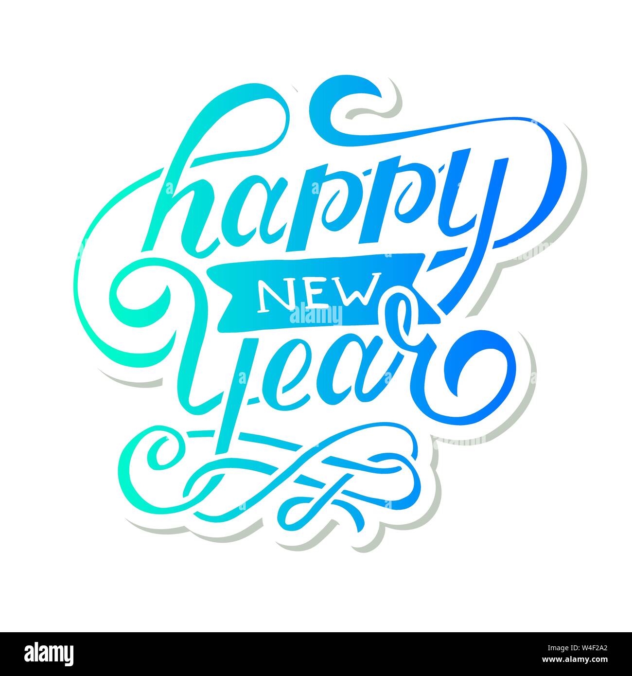 Happy New Year Vector Gradient Phrase Lettering Calligraphy ...